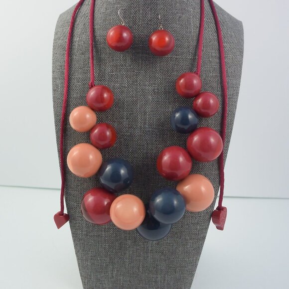 ZSISKA "Bolas" Statement Necklace & Matching Earrings LIKE NEW - Picture 10 of 10